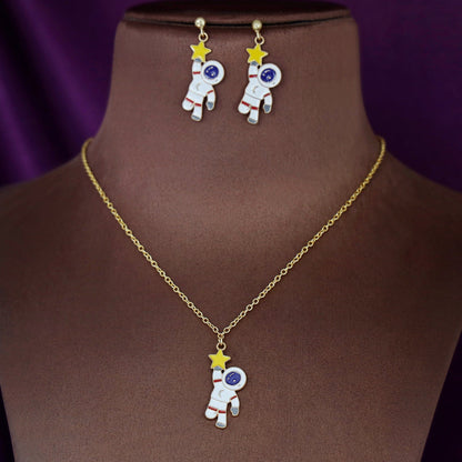 Cartoon Kids Charms Neckpiece With Earring